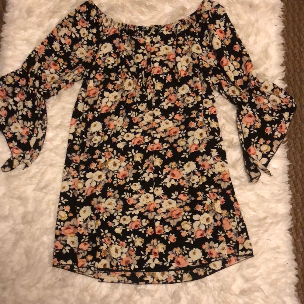 Floral Print Off the Shoulder Dress